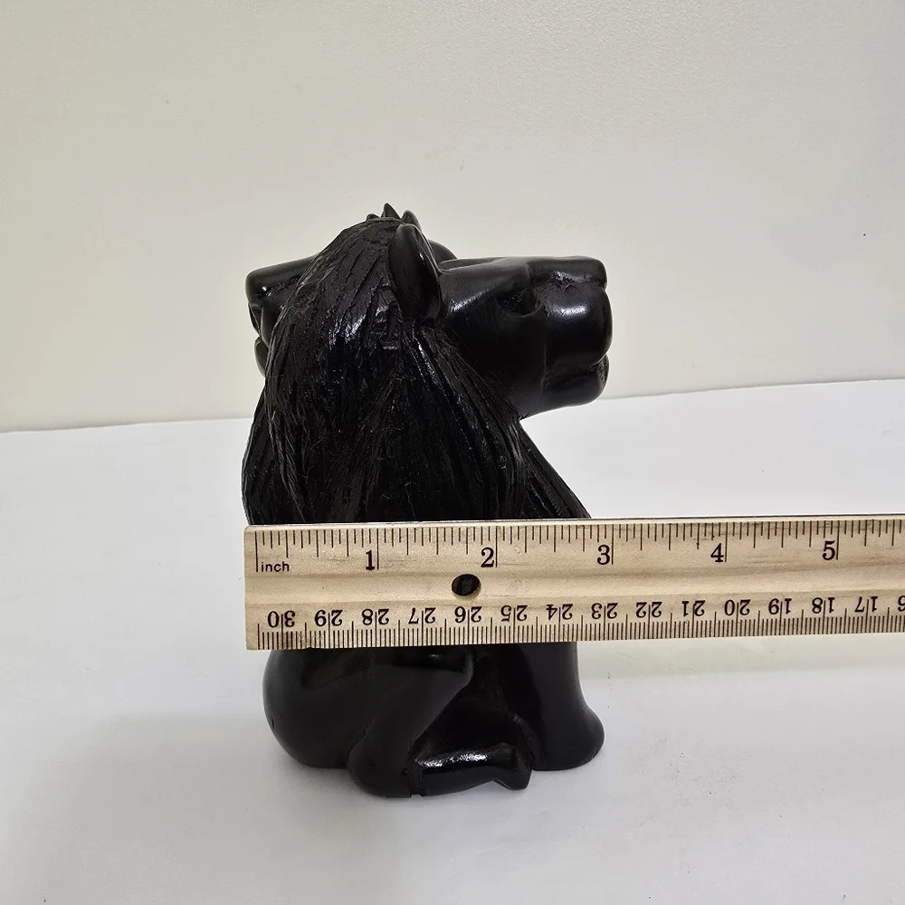 vintage hand carved Ebony Wood African Lion Lioness 5.5